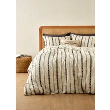 Olwen Pamuklu Tek Kişilik Nevresim Takımı Beyaz-Siyah (160X220 Cm)