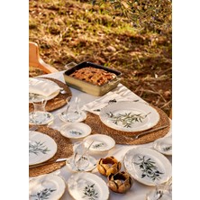 Bella Maison Olive Porselen Kahvaltı Takımı 26 Parça 6 Kişilik Yeşil Desenli Set