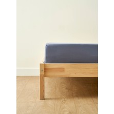 Bella Maison %100 Pamuk Saten Supreme Basic Tek Kişilik Lastikli Çarşaf Mavi (100X200X35 Cm)