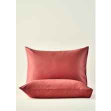 %100 Pamuk Saten Basic Standart 2'li Yastık Kılıfı Bordo (50X70 Cm)