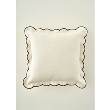 Bella Maison Siyah Scallop Kenar Kırlent Kılıfı 43x43 Cm Şık Dekoratif Yastık Kılıfı