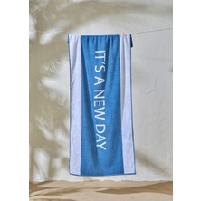 %100 Pamuk It's A New Day Plaj Havlusu Lacivert (90X150 Cm)