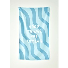 %100 Pamuk Good Things Are Coming Baskılı Plaj Havlusu Mint (90X150 Cm)