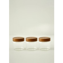 Bella Maison Austin Ahşap Kapaklı 3'lü Kavanoz Seti Naturel (500 Cc)