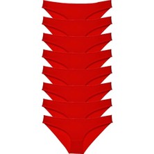 Al-Fil Teknoloji 8 Adet Süper Eko Set Likralı Kadın Slip Külot Kırmızı