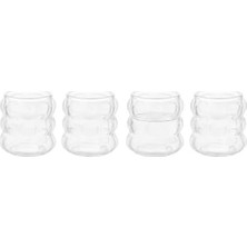 Teknocan Marketing Şeffaf Kabarcıklı Cam Bardak 7 cm | Kalın Cam Mini Su, Kahve, Kola ve Meşrubat Bardağı | 4’lü Set – Dayanıklı, Modern, Ergonomik Tasarım, Kahve Yanı Üzüm Bardak.
