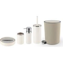 Bej Renkli Primanova Lenox 5 Parça Banyo Seti Modern Stil ve Suya Dayanıklı Malzeme