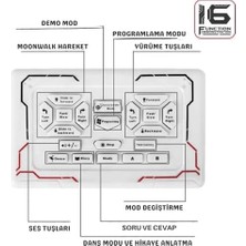 Teknocan Marketing 16 Fonksiyonlu Şarjlı Uzaktan Kumandalı Akıllı Sesli Işıklı Programlama Dans Moonwalk (Kırmızı)