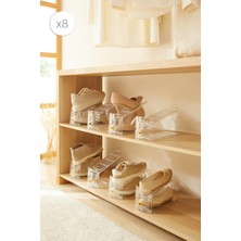 Ocean Home Textile 8'li Ayarlanabilir 3 Kademeli Şeffaf Ayakkabı Düzenleyici Ayakkabı Rampası Organizer 26x11.5x19.5 cm