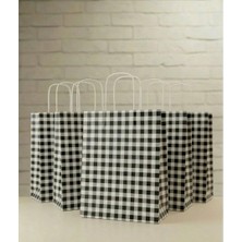 Aybaş Kağıtçılık 1.kalite 25X31 cm (25 Adet)Büyük Boy Siyah/beyaz Ekose Kraft Kağıt Çanta,hediye Poşeti,hediye Paketi