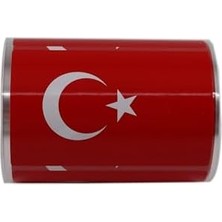 Teknocan Marketing Türk Bayrağı Etiketi Kuşe Rulo Çıkatma, 90MMX 60MM 300 Adet 40MM Çapı, Bayrak Etiket