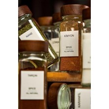 Teknocan Marketing 12'li Bambu ve Akasya Kapaklı Cam Baharatlık Seti 120 ml - Doğal Ahşap Kapaklı, Şeffaf Cam, Sağlıklı ve Şık Baharat Kavanozları (Akasya Kapak)