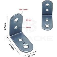 Teknocan Marketing 25 Ad. L Demir Gönye Köşebent 15X27X27MM - Mobilya Dolap Raf Masa Çekmece Köşe Sabitleme Birleştirme