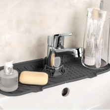 Teknocan Marketing | Esnek Silikon Musluk Arkası Su Tutucu ve Lavabo Matı – Mutfak ve Banyo Kullanımı Için Drenajlı Musluk Pedi, Süngerlik ve Tezgah Koruyucu
