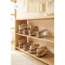 Ocean Home Textile 8'li Ayarlanabilir 3 Kademeli Antrasit Ayakkabı Düzenleyici Ayakkabı Rampası Organizer 26x11.5x19.5 cm