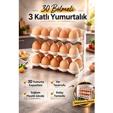 MasterCar 3 Katlı Yumurta Rafı 30 Bölmeli Buzdolabı Düzenleyici Raf Tezgah ve Dolap Içi Organizer 24,5X17X21CM
