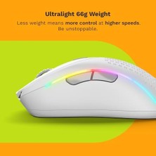 Teknocan Marketing Oyun Modeli D 2 Kablosuz Oyun Faresi - Süper Hafif 66 G, 210 Saate Kadar Pil, 26K Opt. Sensör, 6 Program. Tuşlar, 80 Milyon Tıklama, Fps, Mmo, Moba - Mat Beyaz