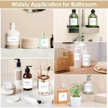 Teknocan Marketing Ev Organizasyon Etiketi - 144 Parça Minimalist Banyo ve Makyaj Seti, Siyah Baskılı Beyaz Mat Zemin, Cam Kavanozlar ve Kaplar Için Suya Dayanıklı Stickerlar
