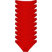 Al-Fil Teknoloji 10 Adet Süper Eko Set Likralı Kadın Slip Külot Kırmızı