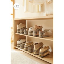 Ocean Home Textile 12'li Ayarlanabilir 3 Kademeli Antrasit Ayakkabı Düzenleyici Ayakkabı Rampası Organizer 26x11.5x19.5 cm
