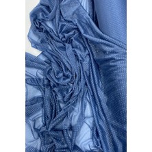 Al-Fil Teknoloji Yağmur Damlası Simli Abiye Elbise Şallık Tül Kumaş Indigo Mavi 89