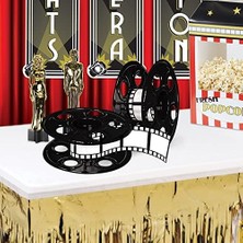 Teknocan Marketing 2 Parça Ödül Gece Film Makarası Film Şeridi ile Orta Parça Kırmızı Halı Hollywood Parti Dekorasyonları, 9" ve 15", Siyah/beyaz