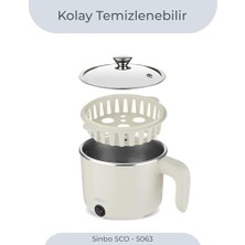 Teknocan Marketing SCO-5063 Çok Fonksiyonlu Buharlı Pişirici – 1 Litre Kapasite, Paslanmaz Gizli Rezistans, Temperli Cam Kapak, Krem Renk