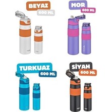 Teknocan Marketing Tkk 600ML Pipetsiz Çift Yalıtımlı Paslanmaz Çelik Termos Matara 6 Saat /soğuk (Mor)
