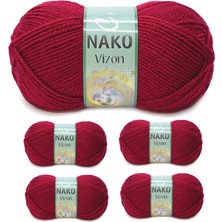 Al-Fil Teknoloji 5 Adet Vizon Premium Akrilik El Örgü Ipi Yünü Renk NO:3630 Vişne Çürüğü