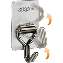 Teknocan Marketing 2’li Kendinden Yapışkanlı Paslanmaz Çelik Süpürge ve Paspas Tutucu, 304 Kalite Çelik Duvar Tipi Organizer Askı Aparatı, 3x5 Cm, Delme Gerektirmez, Kaymaz Tutuşlu, Banyo, Mutfak, Bahçe Için
