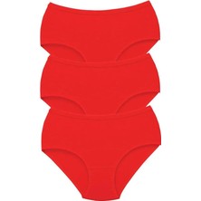 Al-Fil Teknoloji 3 Adet Tutku Kadın Yüksek Bel Bato Kalın Lastik Külot Kırmızı