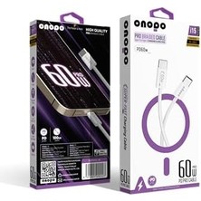 Teknocan Marketing Uyumlu Pro Örgülü Kablo Type-C To Type-C Şarj ve Data Kablosu 60W - I15 | 3.4A Hızlı Şarj | 1m Uzunluk | Şık Beyaz Tasarım | Slikon Örgülü