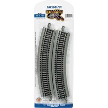 Teknocan Marketing Trains 44501 -Fit E-Z 45,72 cm Yarıçap Kavisli Pist (4/kart) -Nikel Gümüş Ray, Gri Yol Yatağı-Ho Ölçeği, Gri, 6 Uk