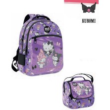 GENC DIJITAL BASKI Hello Kitty Ilk Okul Çantası - Sırt Çantası / Orjinal Lisanslı Lüx Çanta Mor / Beslenme 2'li