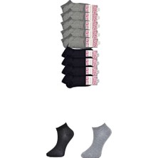 Al-Fil Teknoloji Siyah ve Gri Kadın Bilek Çorap 9 Çift