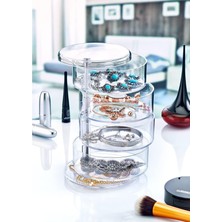 Teknocan Marketing Şeffaf Akrilik 4 Katlı Dönebilen Takı Organizer Düzenleyici, Takı Kutusu, Takı Organizeri, Akrilik Takı Organizeri | Takılarınızı Şık ve Düzenli Tutun!