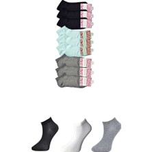 Al-Fil Teknoloji Siyah Gri ve Beyaz Kadın Bilek Çorap 9 Çift