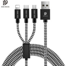 Al-Fil Teknoloji Dux Ducıs 3in1 USB Type C-Iphone ve Mikro Kopmaz USB Kablo Hızlı ŞARJ-(5775)