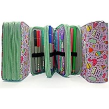 Teknocan Marketing Kalem Kutusu - Kawai Organizer Kalemkutu Vegan Deri Üç Bölmeli Kalemlik - Yeşil