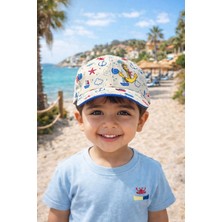 Aydın Şapkacınız %100 Pamuk Erkek Çocuk Şapka | 3-6 Yaş | Arkadan Ayarlanabilir Cırtlı | Yazlık Deniz Temalı Cap