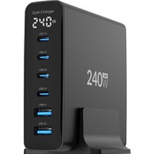 Teknocan Marketing Juo 240W Gan Pd 3.1 Masaüstü Hızlı Şarj Cihazı 4 Type-C + 2 Usb-A & MacBook & Laptop Uyumlu Şarj Aleti