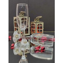 KirLinova Lüks Tasarım Beyaz Çiçek Bardak - Kahve Yanı Bardak 2 Li