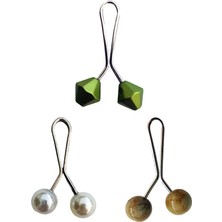 Al-Fil Teknoloji 3 Adet Tesettür Eşarp ve Şal Klipsi Inci Beyaz Hardal Yeşil