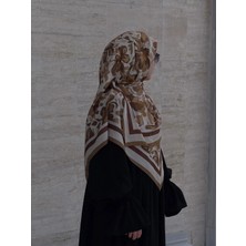 Qalortex Scarf Pamuklu Soft Nazenin Desen Eşarp-Karamel