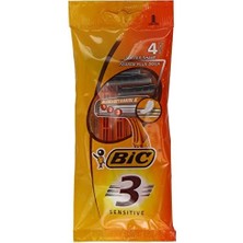 Teknocan Marketing Bıc 3 Sensitive Erkek Tıraş Bıçağı 4'lü Poşet (1 x 4 Adet), 3 Bıçaklı, Aloe Vera ile Zenginleştirilmiş Kayganlaştırıcı Jel Şerit