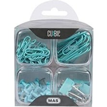 Teknocan Marketing Cubbie Gökkuşağı 4'lü Kutu Ataş Raptiye Seti, Turkuaz