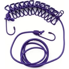 Teknocan Marketing 12 Adet Mandallı Taşınabilir Elastik Balkon Koridor Ev Koridor Yatak Odası Ofis Çamaşır Asma Ipi