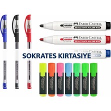 Faber Tahta Kalemi 3 Renk  + Faber 1425 Tükenmez Kalem 3 Renk + Faber Fosforlu Kalem 5 Renk