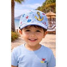 Aydın Şapkacınız %100 Pamuk Erkek Çocuk Şapka | 3-6 Yaş | Arkadan Ayarlanabilir Cırtlı | Yazlık Deniz Temalı Cap