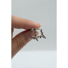 By Barun Kadın Küpe 925 Ayar Gümüş Yıldız Siyah Taşlı